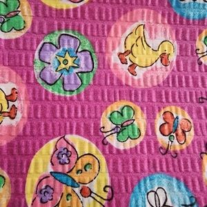 Purple Fabric with Ducks, Butterflies, and Bees-17 inches by 44 inches Wide